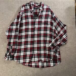 Chaps Performance 3XLT Red Black White‎ Plaid Flannel Long Sleeve Shirt